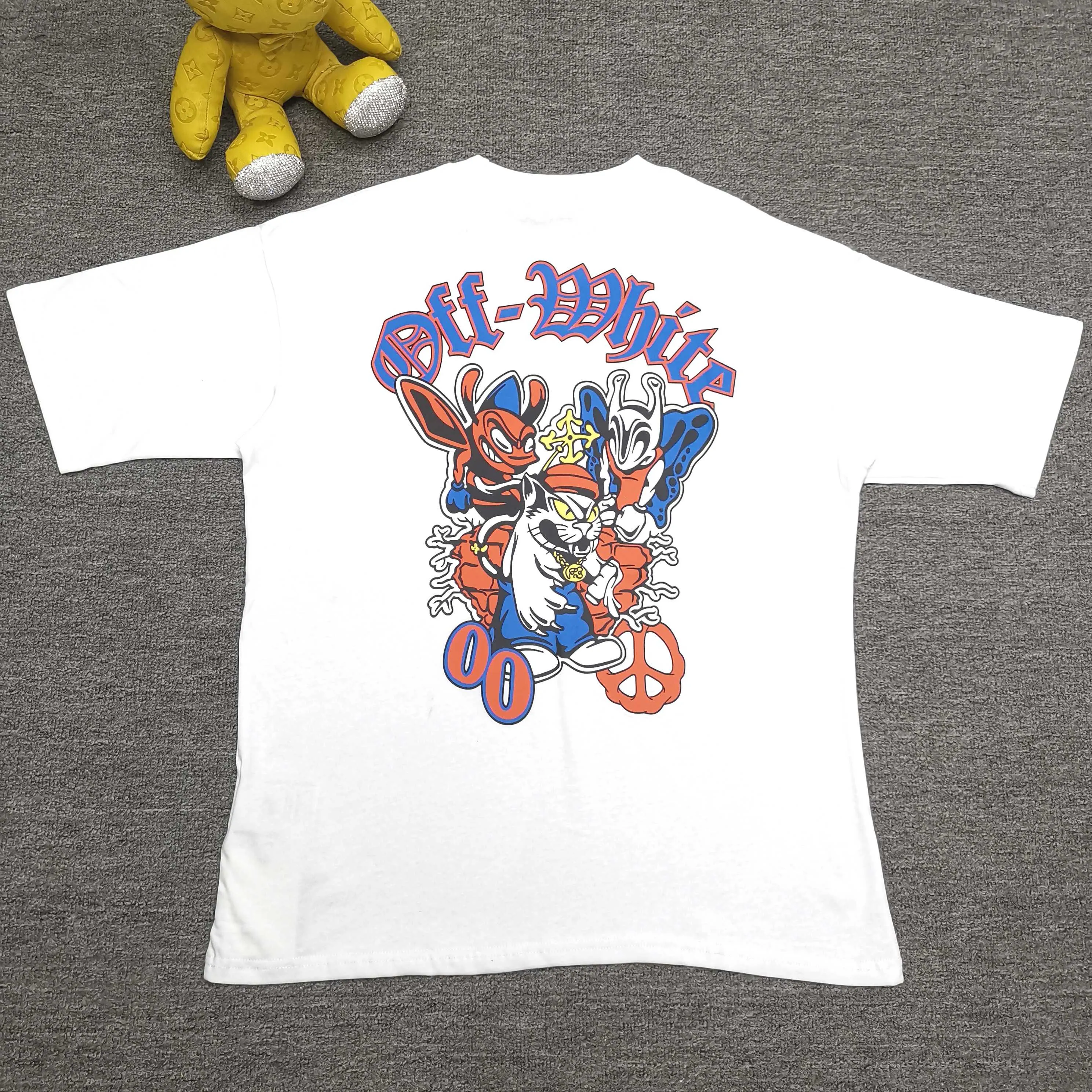 Off white top version, new loose short-sleeved T-shirt Color: Black White Blue Gray Size: S M L XL P240